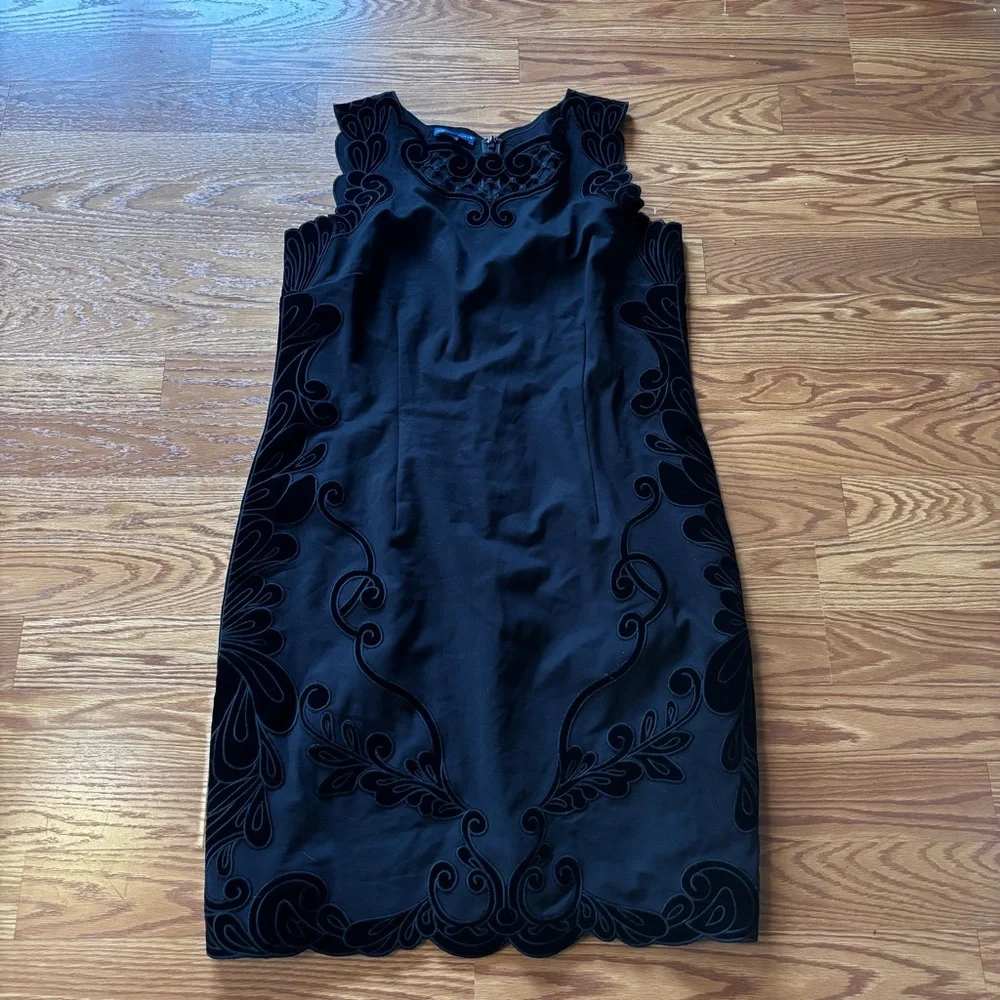 RSVP by Talbots Black Scalloped Cutout Dress Sz 16 Velvet Sleeveless Cocktail - Picture 9 of 13